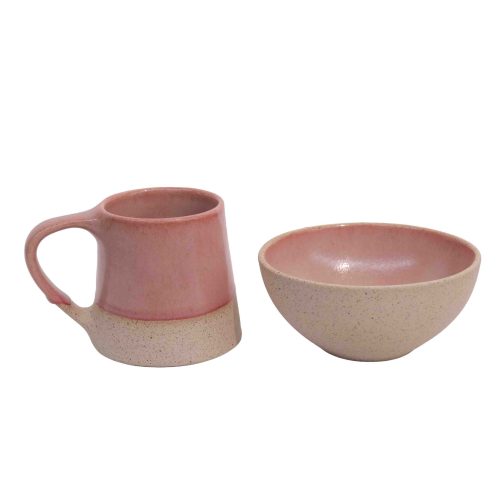 Κεραμικό Σετ Κούπα και Μπολ Sakura Pink